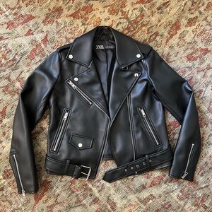 Zara Faux Leather Biker Jacket, Small